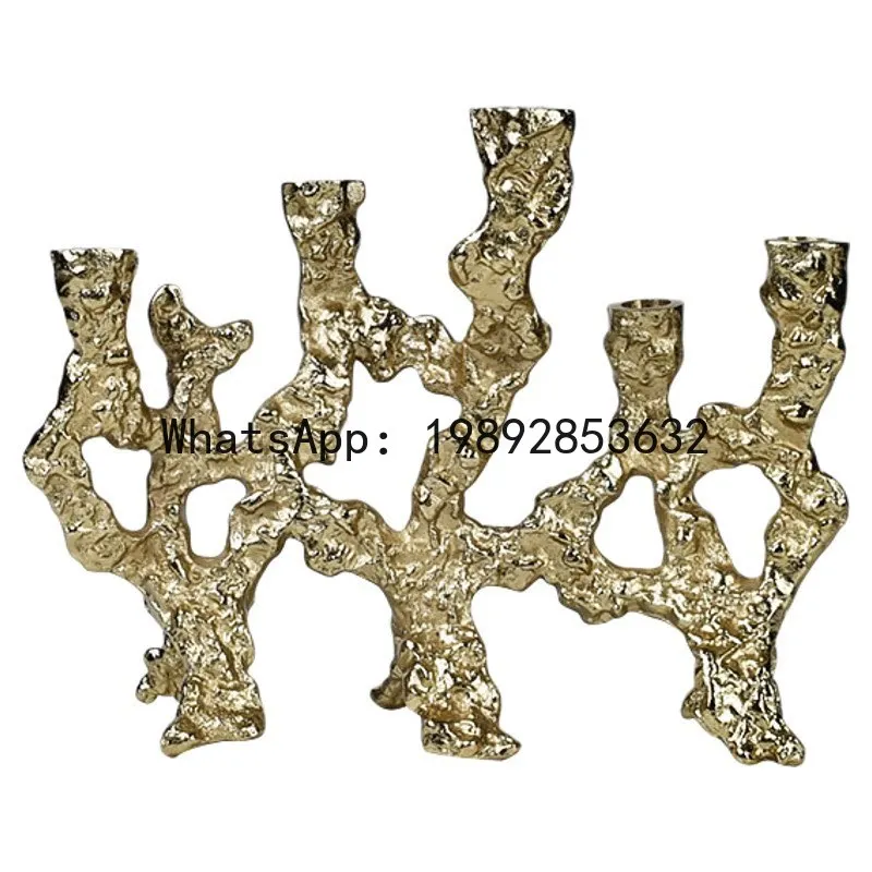 PYJ metal dendritic special-shaped candlestick ornament gold abstract art candlestick ornament
