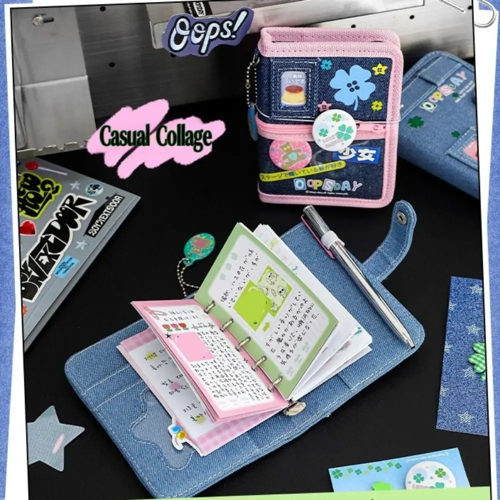 Vintage Y2K Style M5 Loose Leaf Notebook Multi-function Retro Star Card Holder Ins Durable School Accessories Girls Gift