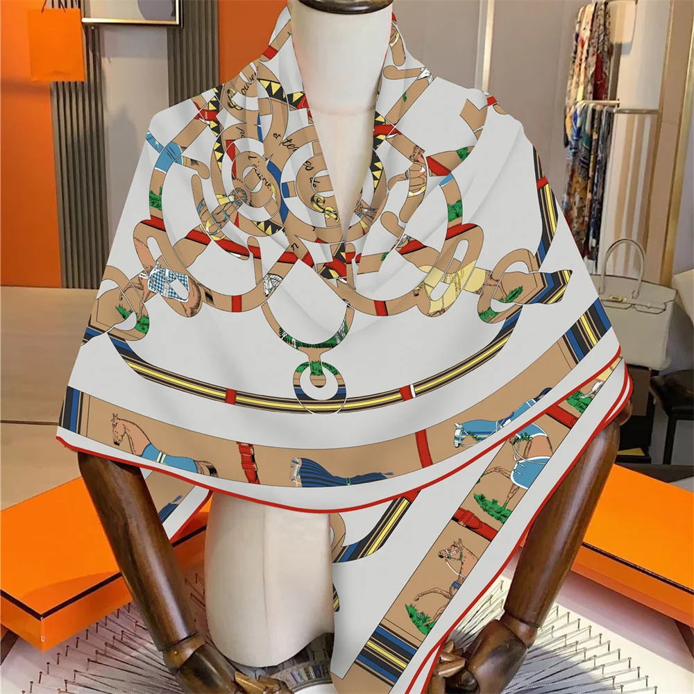 POBING Seiden-Kaschmir-Schal für Damen, manuell gerollte quadratische Schals, große Bandana, luxuriöser Hijab, weibliche Foulards, Poncho, 135 cm – Detail 22