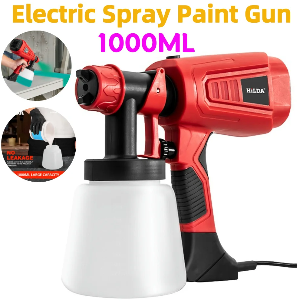 800ML Electric Spray Gun Paint Sprayer Auto Furniture Steel Coating Airbrush Wall Door Garden Chair 3Spray Patterns Spraying Gun