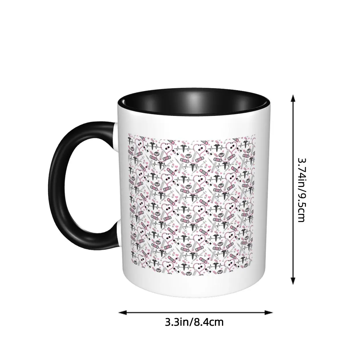 Cute Stethoscope Nurse Doctor EKG Pattern Mug Funny Ceramic Coffee Cups Tea Mugs Milk Cup Drinkware Gifts for Friends