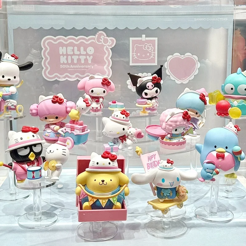 Nowe oryginalne postacie Sanrio pudełko z niespodzianką Hellokitty 50. rocznica seria zabawek Anime rysunek tajemnicze pudełko wystrój prezent na boże narodzenie