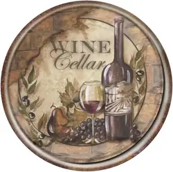 Round Metal Sign Rustic Wall Decor Wine Cellar Round Sign Plaque for Home Garden Kitchen Bar Cafe Restaurant Garage Retro Vintag