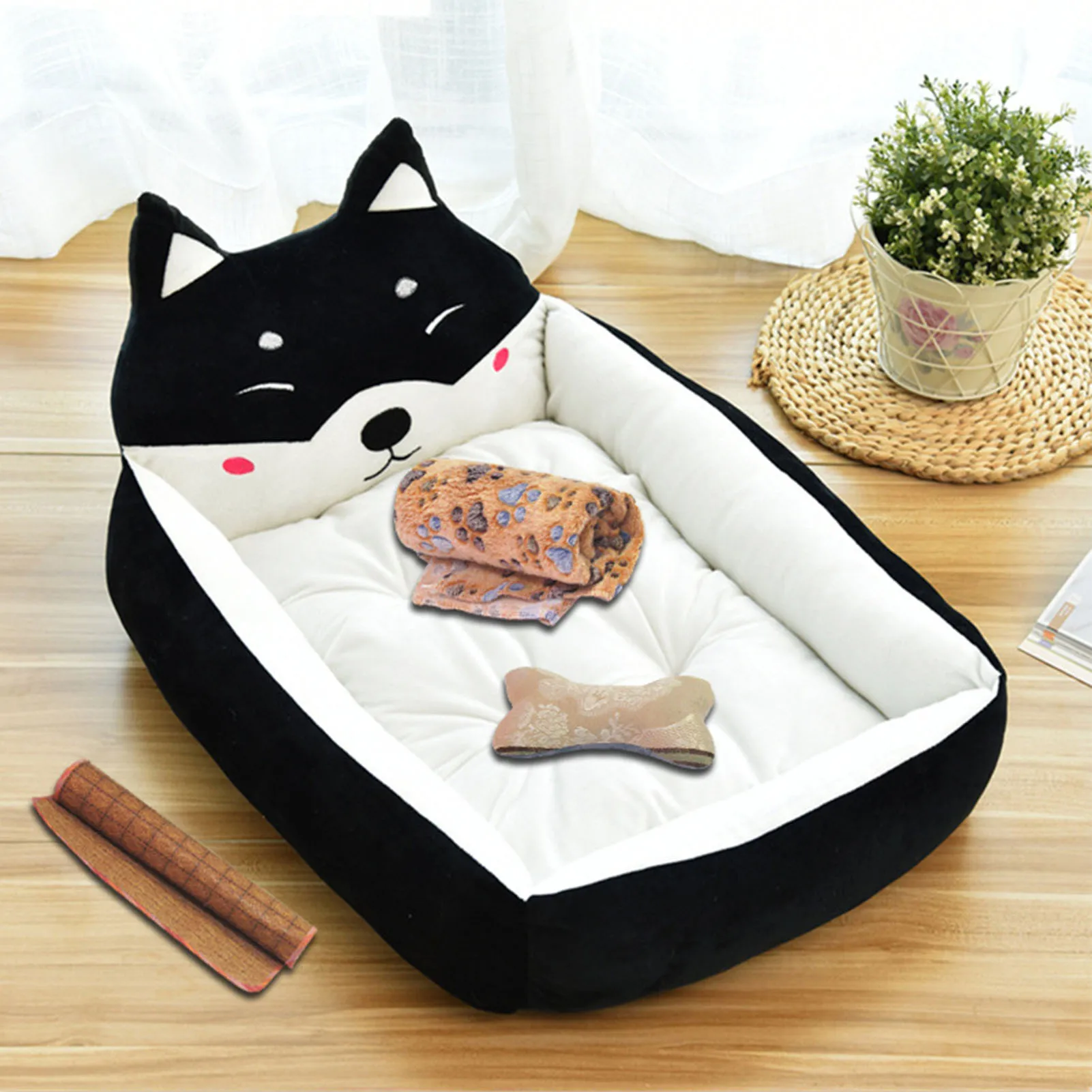 Dog Bed Cartoon Shaped Mat Lounger Sofa Detachable Pet Bed Dog Pad Kennels All Seasons Big Basket Mattress кровать