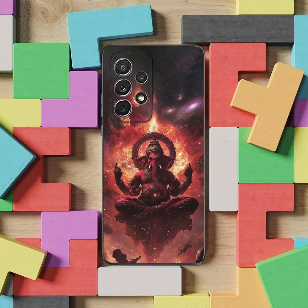 Ganesh elefante deus índia capa de telefone para samsung s25, s24, s23, s22, s21, s20, s10, ultra, plus, lite, fe, capa preta de silicone macio
