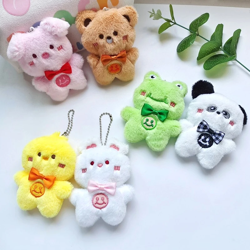 Cute Animal Plush Toy Cartoon Bear Frog Panda Pig Rabbit Pendant Soft Stuffed Doll Keychain Backpack Car Bag Key Ring Decor