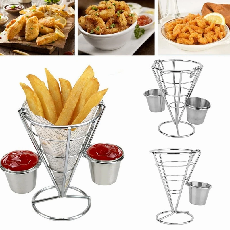 

Plating French Fries Stand Buffet Cone Snacks Display Stand Fries Baskets