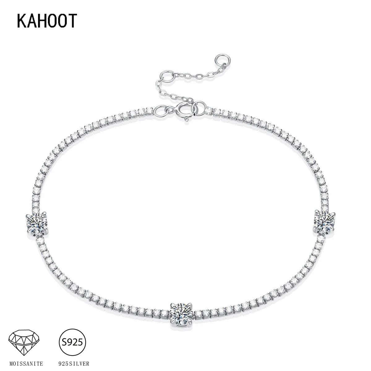 925 Sterling Silver Moissanite 1.5 Carat Bracelet Decoration Casual Fashion Light Luxury Niche High-end Design Sense for Ladies