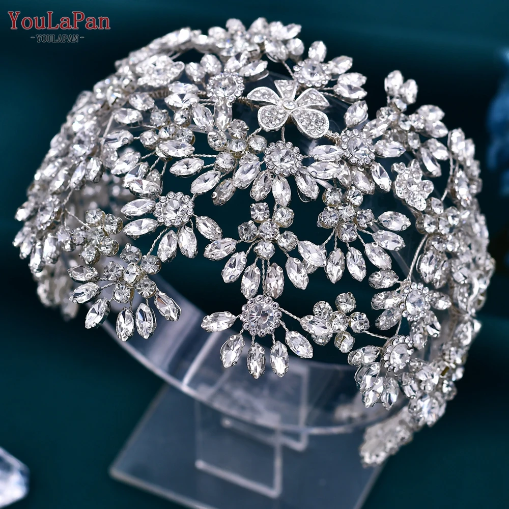 YouLaPan Luxurious Bridal Crown Wedding Headband Bride Hair Accesories Rhinestone Bridal Headwear Alloy Flower Women Tiara HP430
