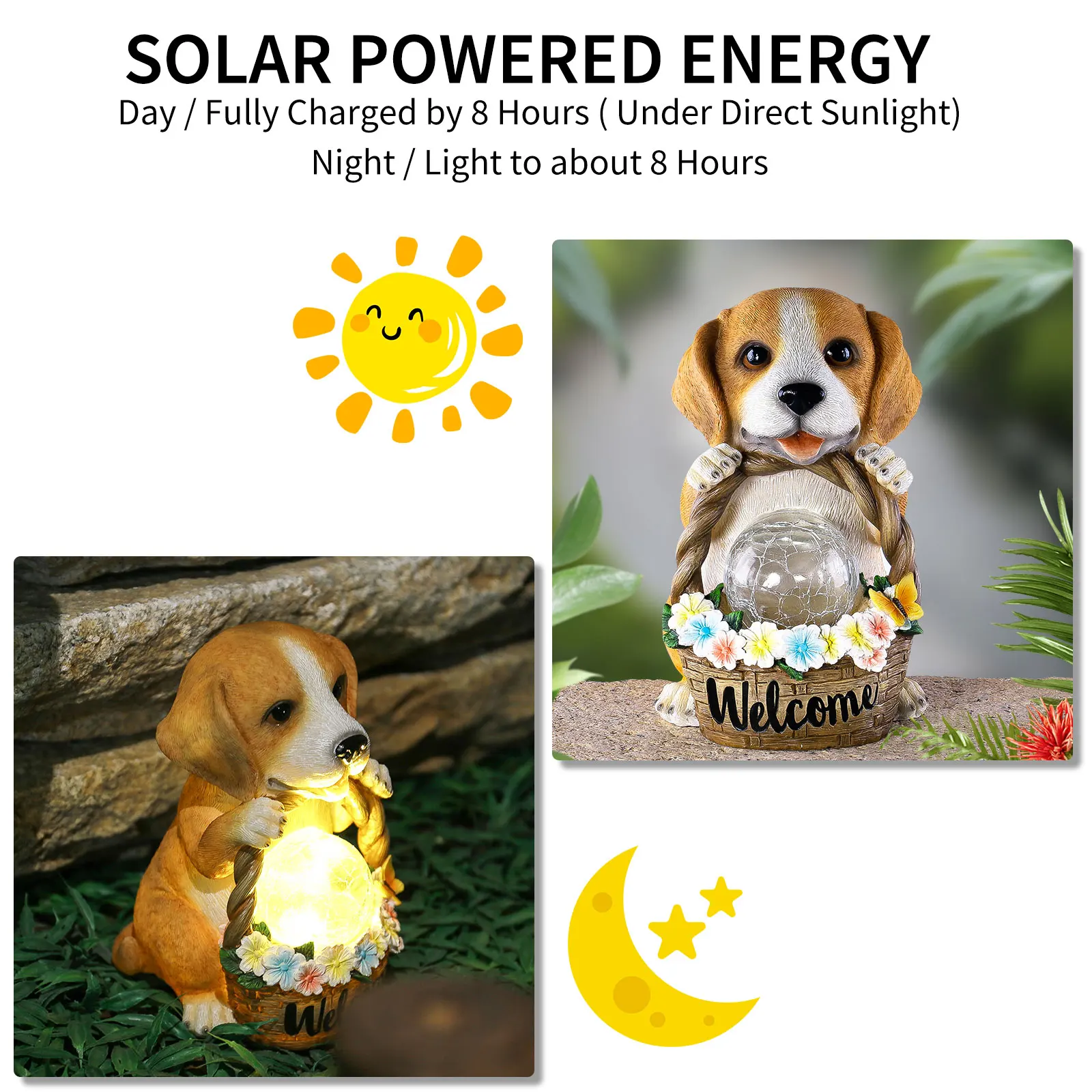 

Solar Puppy Statue Light Cute Dog Garden Lamp Waterproof Cute Yard Ornaments Creative for Home Patio Yard Lawn