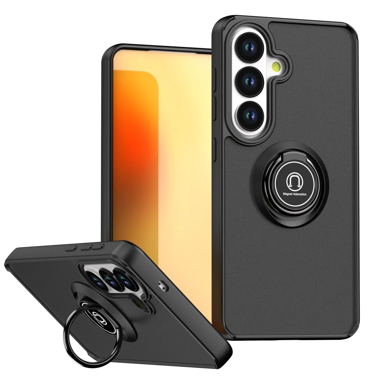 PC Magnetischer Ringhalter Armor Matte Hülle für Samsung Galaxy S26 25 Ultra Plus Magnetischer Halter Ringhalterung Cover