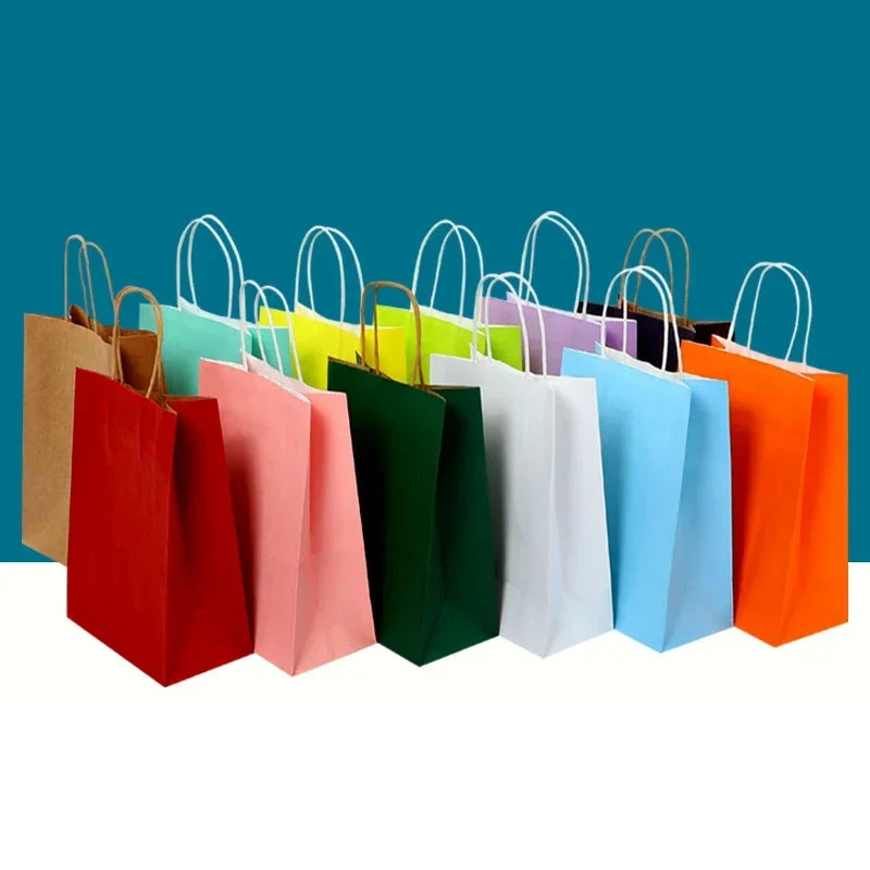 10/30/50pcs Holiday Party Gift Bag with Handle Jewelry Shopping Bag Christmas Valentine\'s Day Marriage Gift Colored Paper Bag