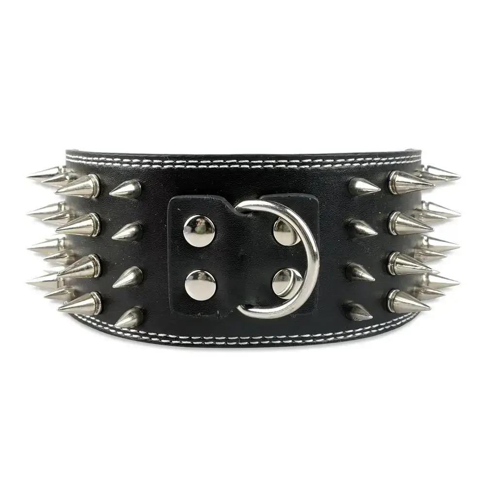 3 inch Wide Spikes Studded Leather Pet M Collar Doberman XL for Sizes Breeds L Large Dog Pitbull