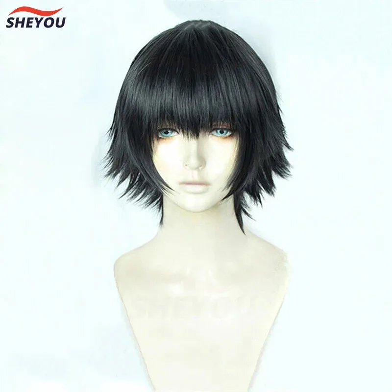 

Короткие черные стильные термостойкие волосы Мэри Леди, костюм для косплея, парик + трек + кепка