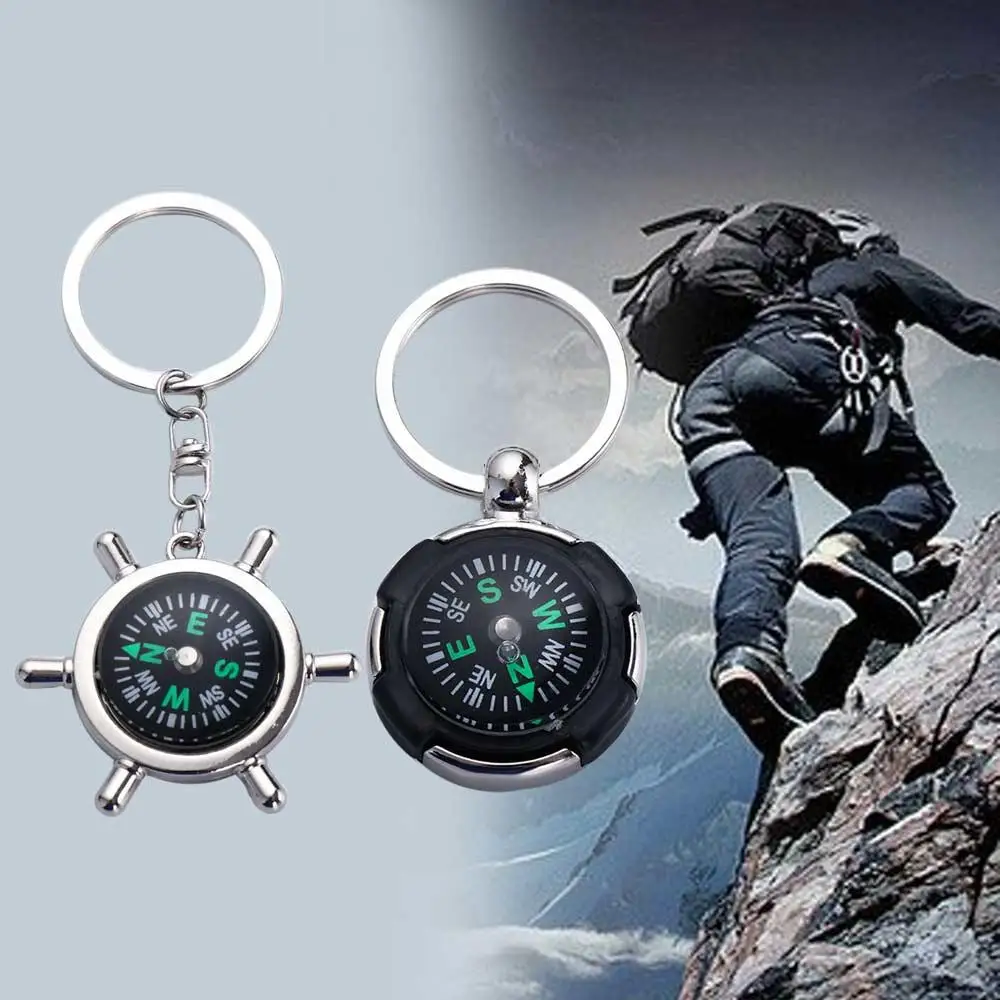 

Hiking Outdoor Key Chain Accessories Carabiner Keyring Navigator Emergency Wild Compass Pocket Compass Keychain Mini Compass