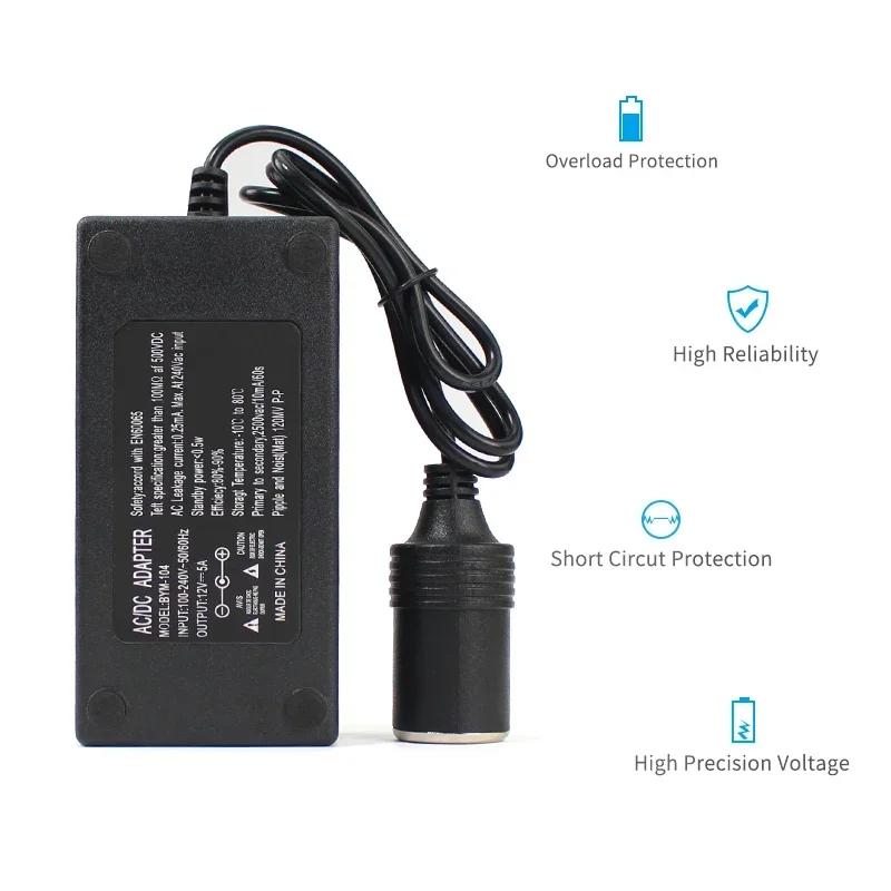 220V To 12V 5A DC Power Adapter Supply Converter Charger Transformer Adapter Socket Car Electronic Devices EU Plug