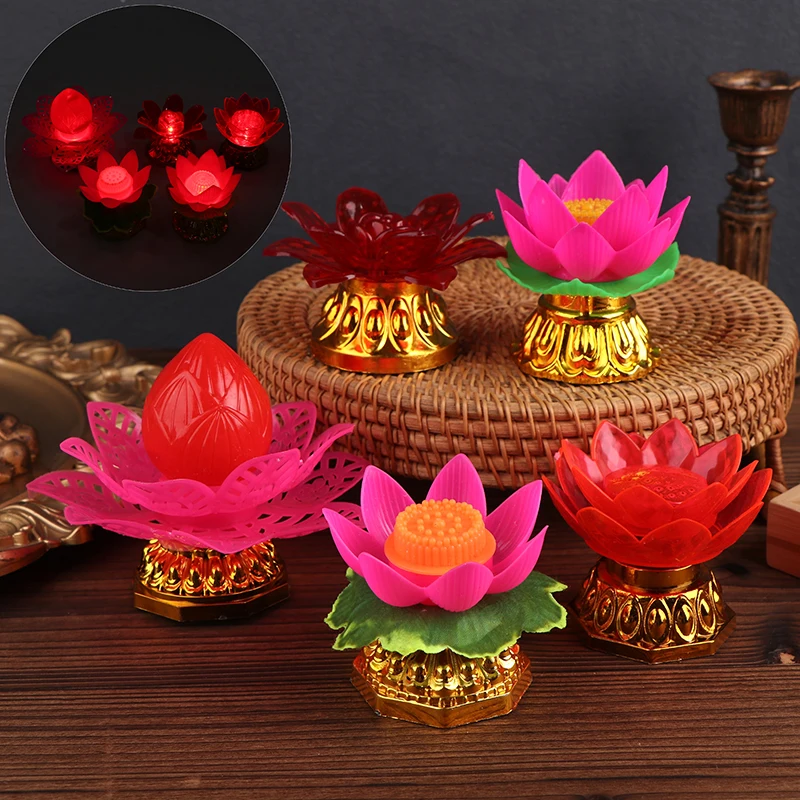 

Buddhist Temple Lotus Lamp Buddhist Hall Lanterns LED Electronic Candle Lamp Lotus Wishing Light Temple Festival Decoration