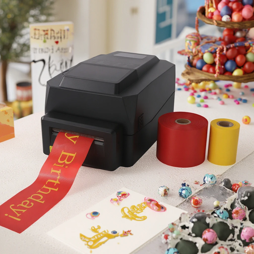 ATV&UTV300dpi Thermal Transfer Label Printer Kit with Cutter Capable of Printing Ribbons for Florists Not Waterproof HS-3064
