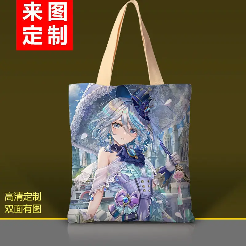 Genshin Impact Anime 2D Funina Character Canvas Single Shoulder Handheld Student Backpack Tote Bag Ani