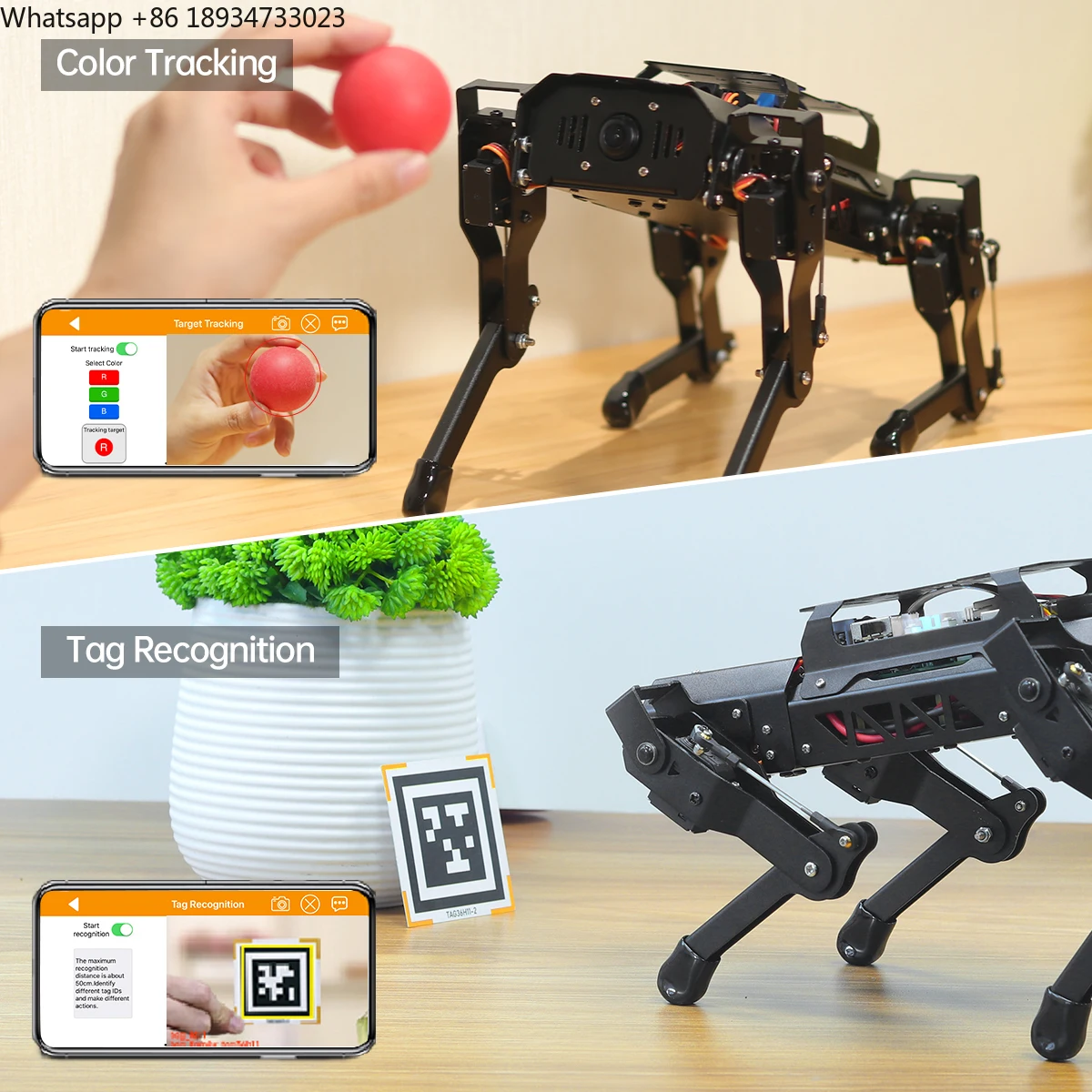 Hiwonder PuppyPi AI Vision ROS Open Source 8DOF Quadrupède Chatgpt Robot Chien alimenté par Raspberry Pi 5 Kits robotiques éducatifs