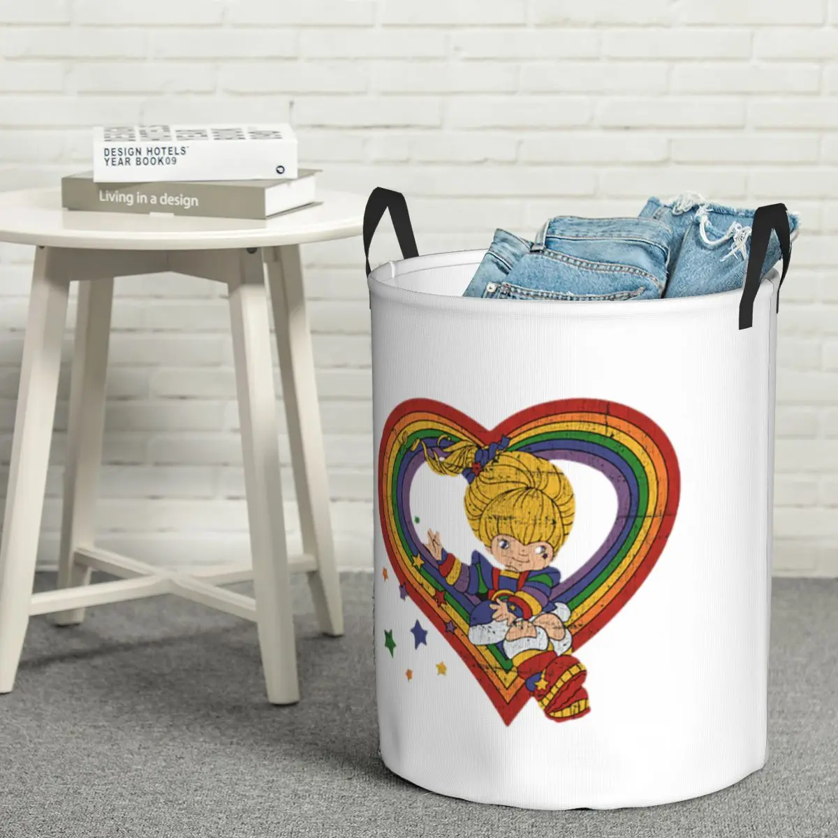 Cesto para Ropa Sucia Plegable Rainbow Brite con Corazón Arcoíris, Cesto de Lavandería Grande, Organizador para el Hogar