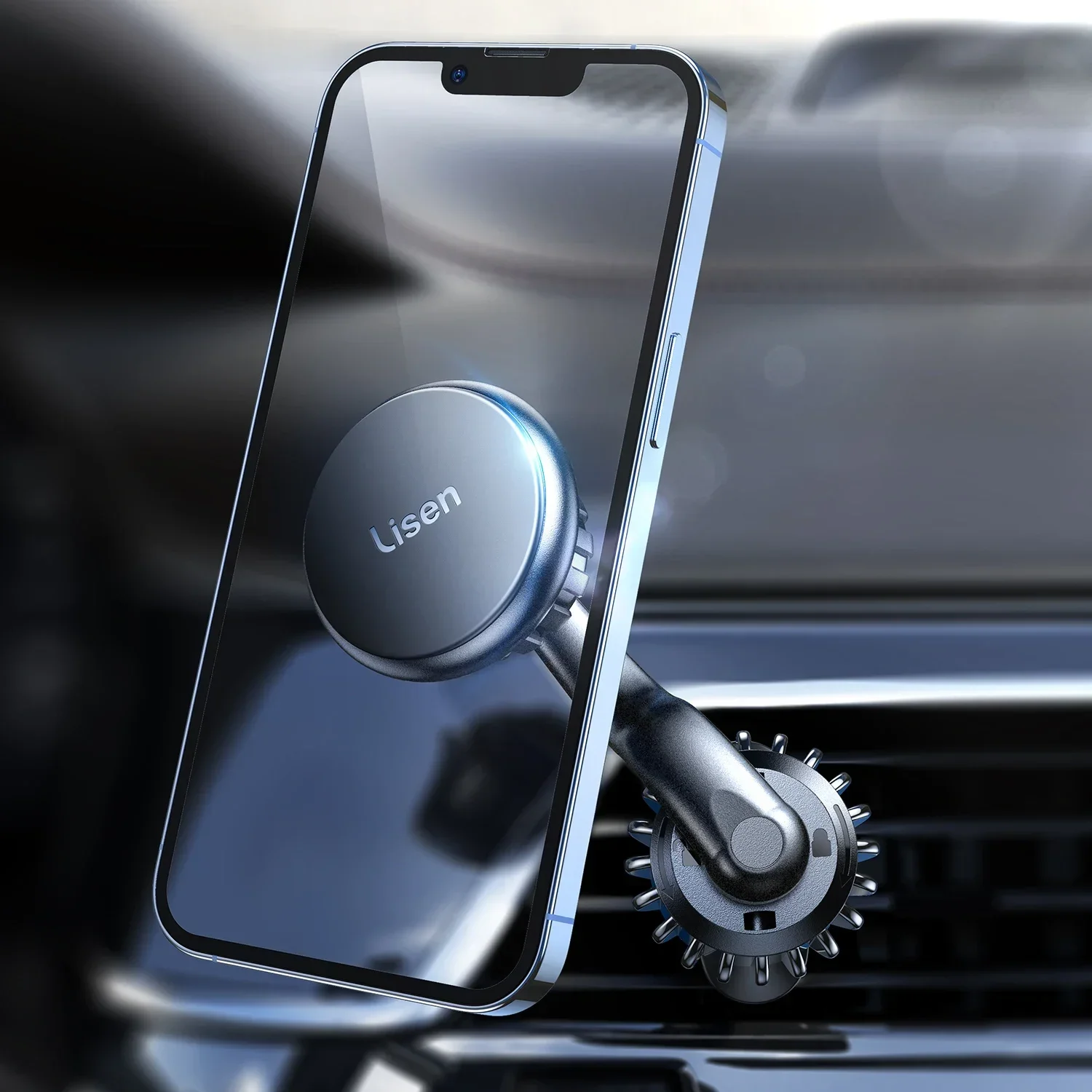 Lisen Flexible magnetic 360 smart phone holders for car Universal Magnetic Mobile Phone Stand Car Air Vent Mount image 3