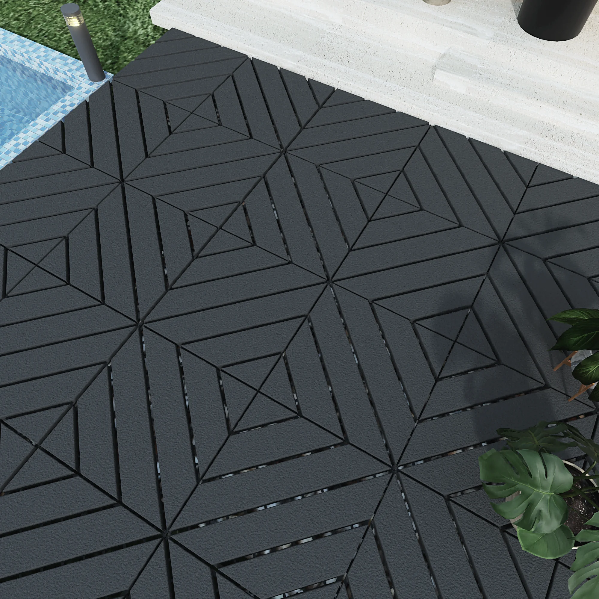 

Plastic Interlocking Deck Tiles, 44 Pack, 12"X12" Waterproof All-Weather Patio Decking For Poolside, Balcony, Backyard, Bathroom
