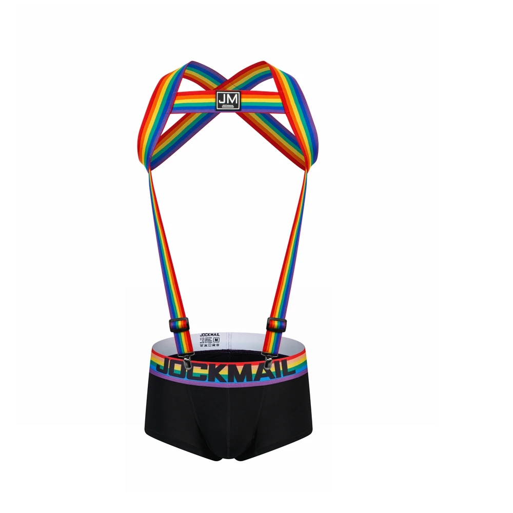 

JOCKMAIL Регулируемый эластичный ремень Съемный сплит-тип с модальным черно-белым мужским нижним бельем Трусы-боксеры
