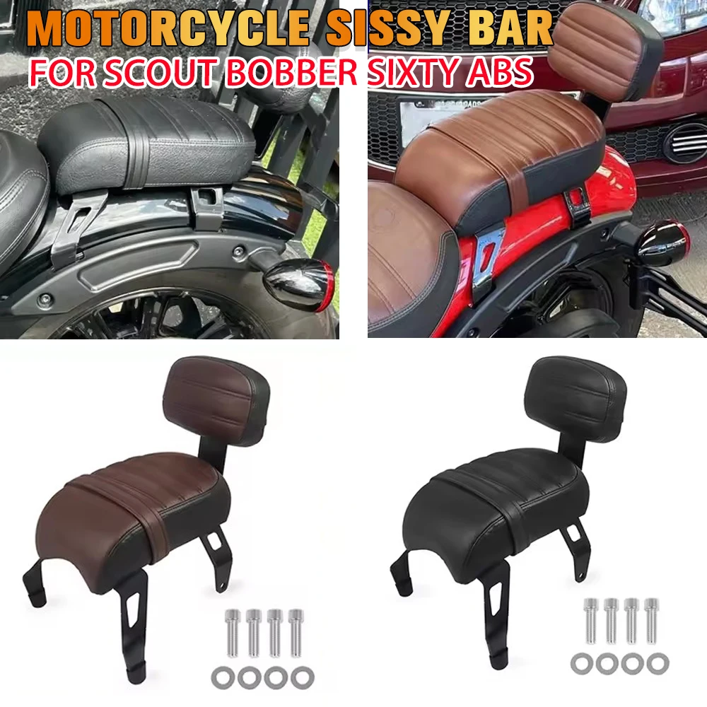 For Indian Scout/Scout Bobber Sixty/Twenty/ABS 2018-2023 2024 Detachable Backrest Pad With Luggage Rack Passenger Seat Sissy Bar
