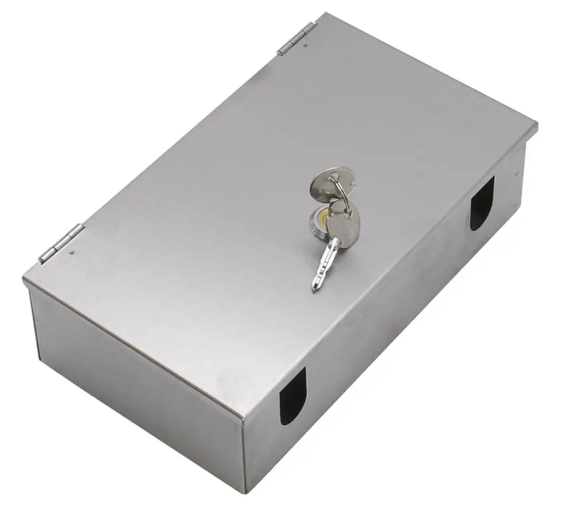 Stainless steel outdoor waterproof socket box lock box with lock anti-theft electric outdoor metal splash box waterproof