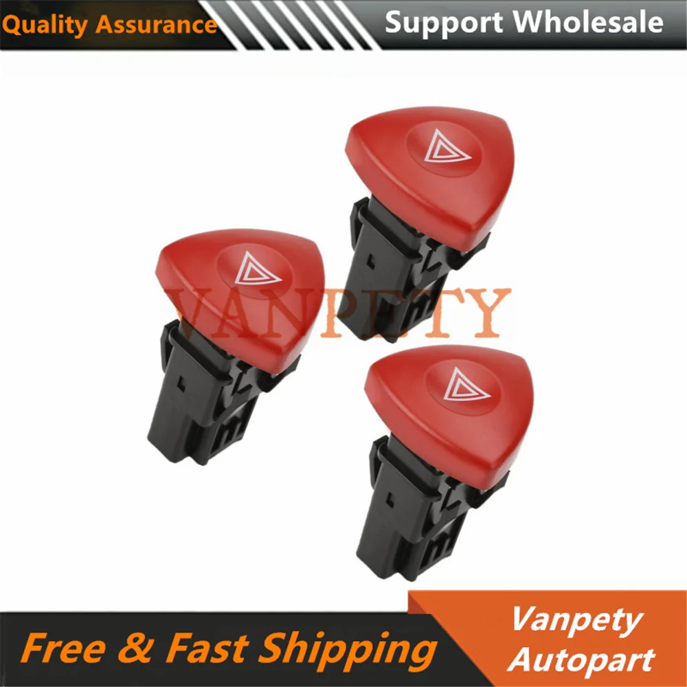 3PCS Emergency Hazard Warning Light Switch Button 8200442724 For Renault Master Laguna Trafic Escape Opel Vauxhall Movano Vivaro