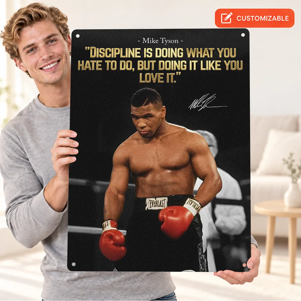 Mike Tyson Boxing Quote Textured Metal Poster Personalized Aluminum Sign Inspirational Typography Wall Art For Sports Lounge