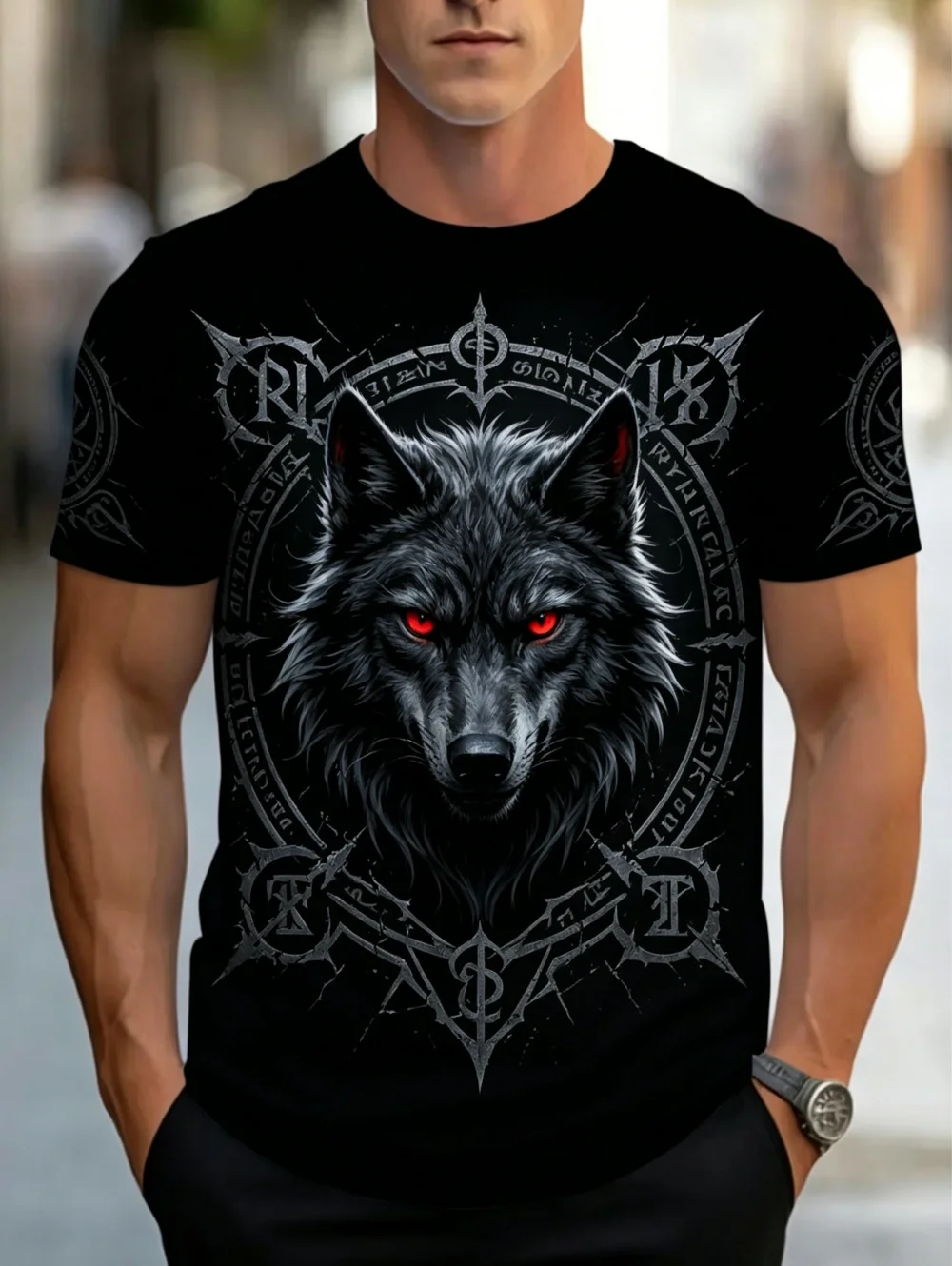 Men 3D Graphics Wolf Print T-Shirts Summer Oversized Causal Tees Fashion Tiger Pattern Fitness Short Sleeve O-Neck Tops Clothing