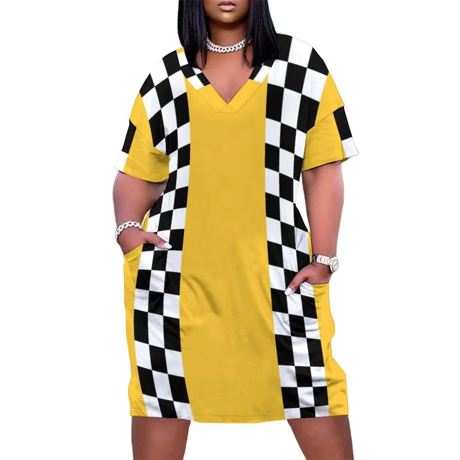 

Old school taxi cab, checker Loose Pocket Dress party dresses woman cute dress wedding dresses for woman