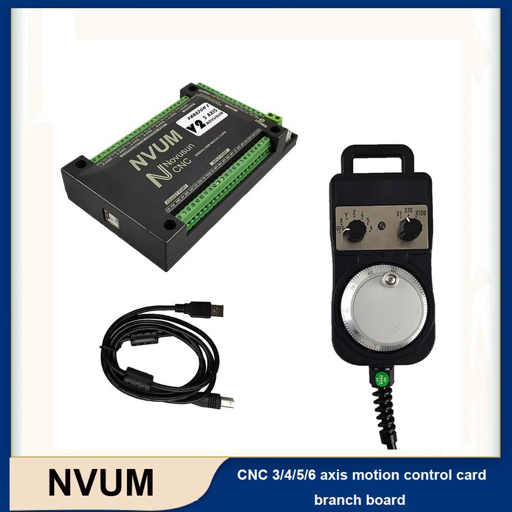 CNC controller NVUM 3/4/5/6axis mach3 control card Ethernet interface+ 4/6axis Pendant Handwheel MPG without Emergency Stop+ 75w