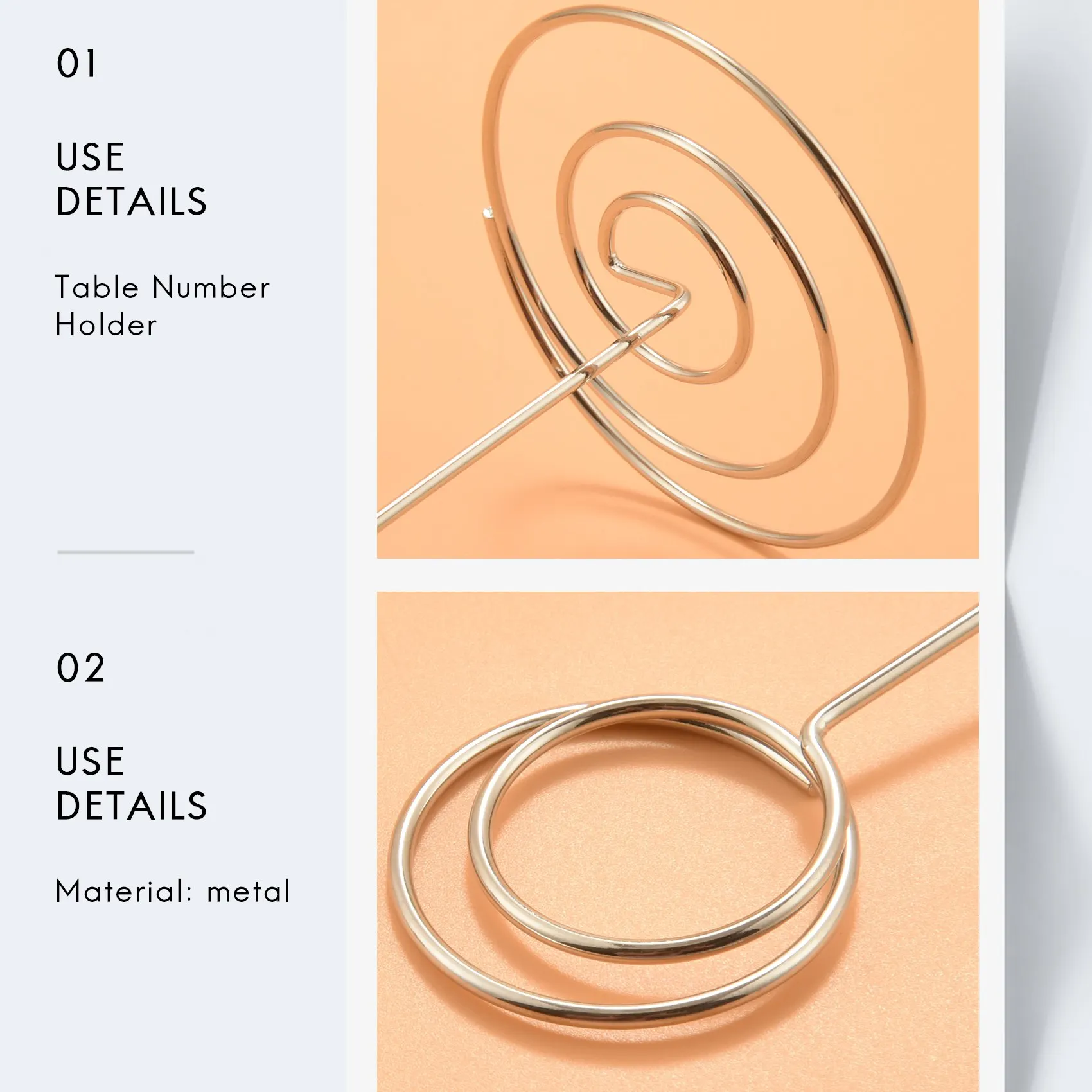 

J1UL1N 15 Pack 8.75 Inch Tall Table Number Holder, Place Card Holder, Table Picture Holder, Wire Photo Holder Clip,Menu Memo Not