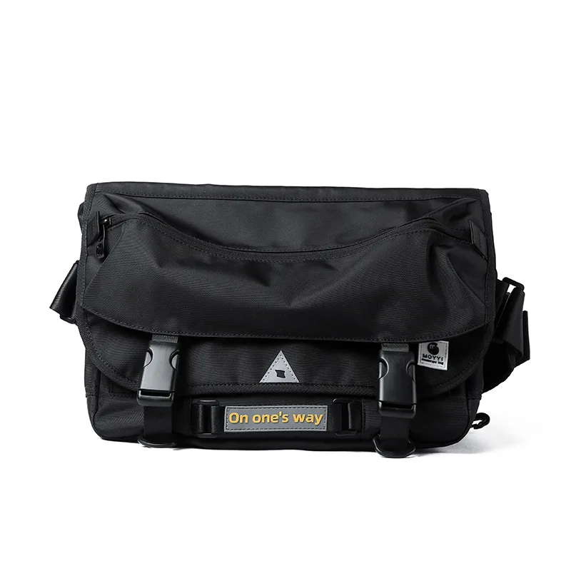 2024 New Fashionable Men's Black Postman Crossbody Bag Motorcycle Bag Men's Shoulder Bag