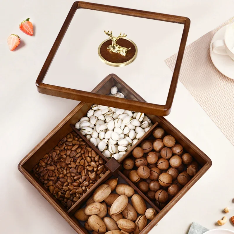 

Solid wood light luxury dried fruit plate, living room nut snack storage box, coffee table, fruit plate, high-end home use