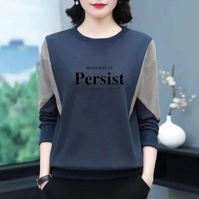 

Thickened Fleece Sweatshirt Loose round Neck Pullover Slimming Mom Clothes Middle-Aged And Elderly Fashionable Daily Wear