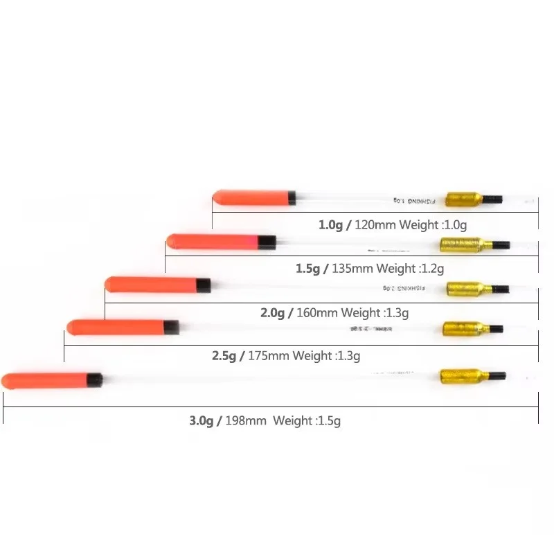 FTK 10pcs/lot 1g/1.5g/2g/2.5g/3g Plastic Fishing Float Tube Carp Fishing Accessary Fishing Tackle Mixed Sizes
