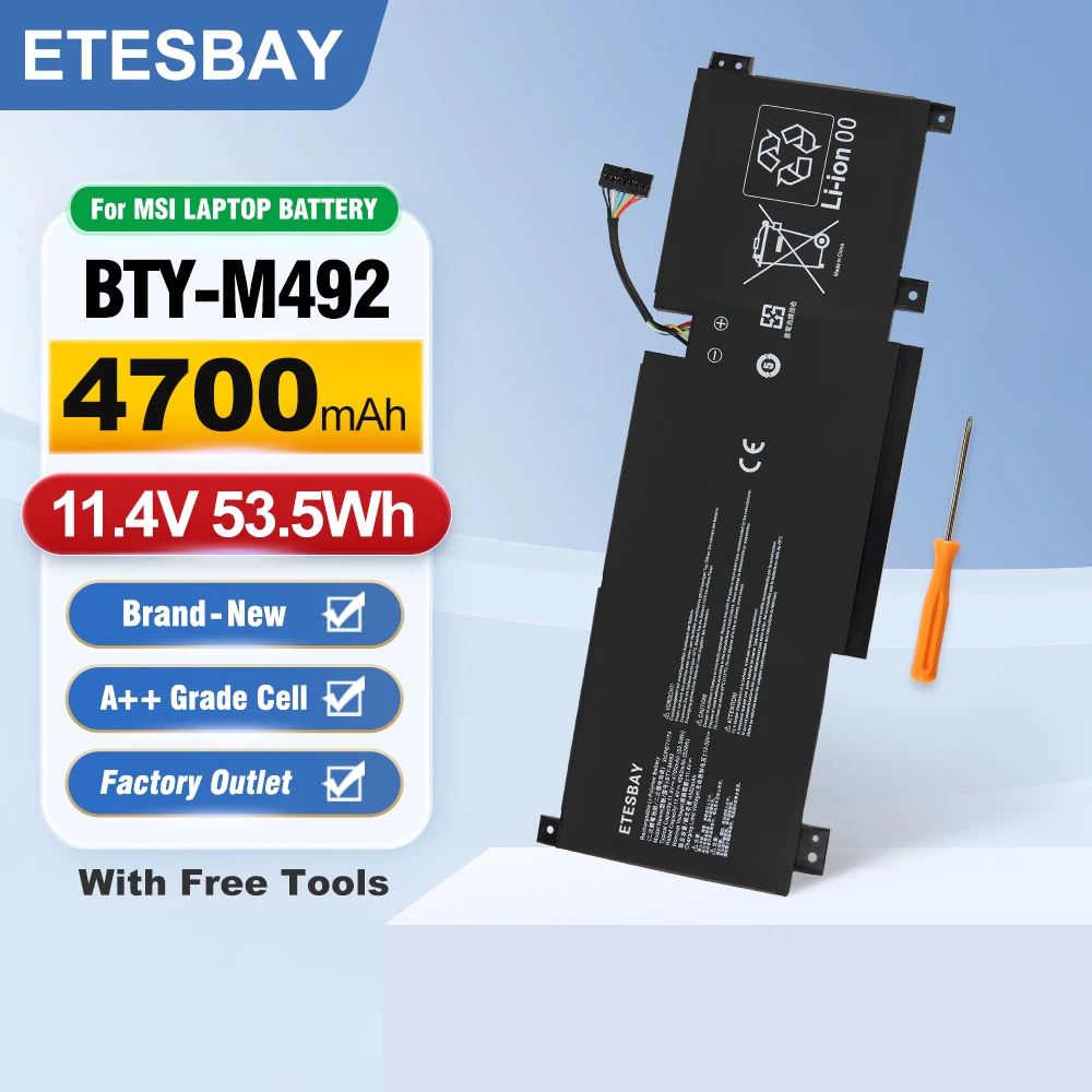 ETESBAY BTY-M492 Laptop Battery For MSI Pulse GL66 11UDK-255VN 11UEK-016AU 11UCK-200XPL GL76 Katana GF66 GF76 11UD 11UE 12UG