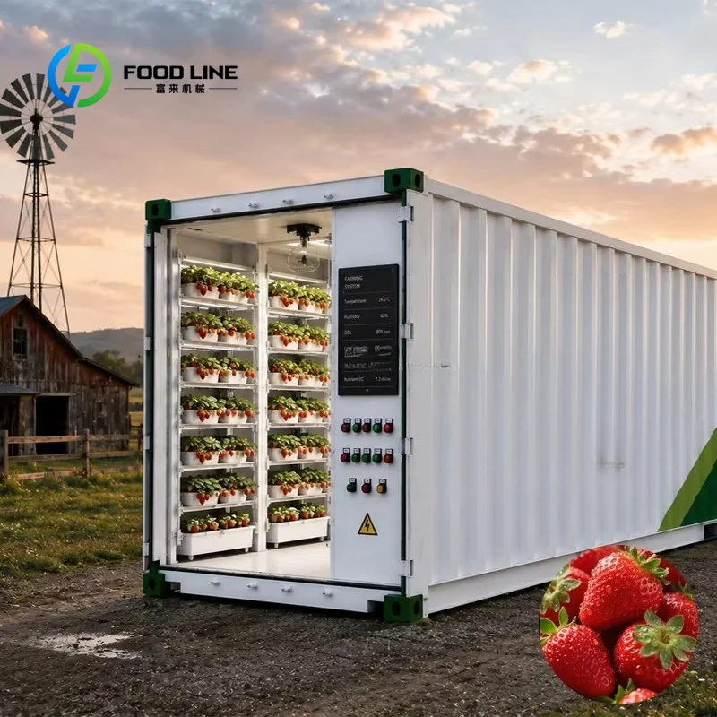 Indoor Hydroponic Strawberry Container Farm with Vertical Rack System for Commercial Production High Yield Plant Factory