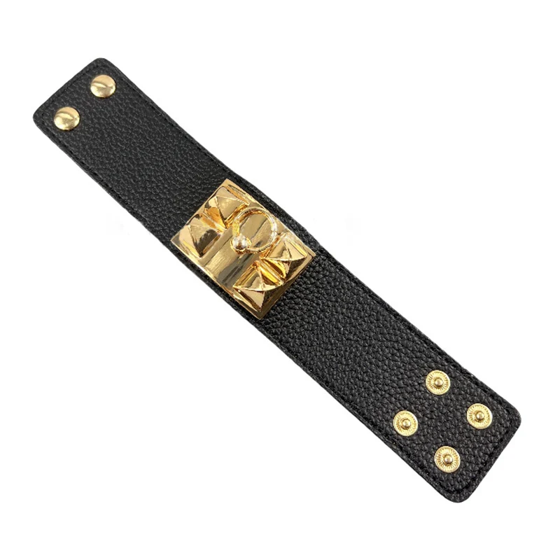 High Quality 10 Color Style Wide PU Leather With Stainless Steel Bracelet For Men Women Brand Jewelry Gift