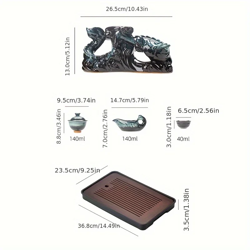 Coiling Dragon keramische theepotset - roterende uitloop luie brouwer, moeiteloos gieten, premium theerituele collectie