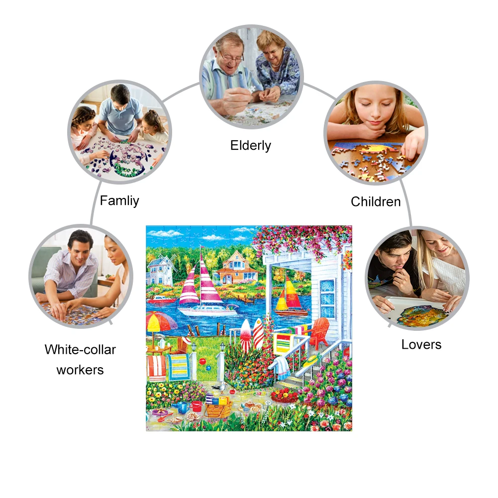 Haus auf dem Wasser Holz Puzzle Spielzeug für Erwachsene Holz puzzle Home Decoration Brettspiel Holz Landschaft Spielzeug für Kinder