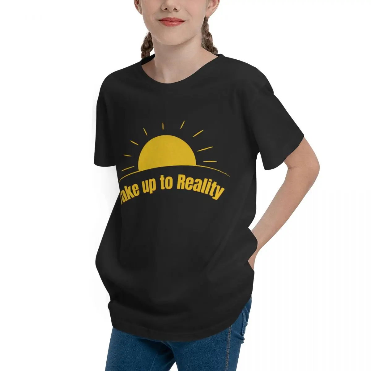 Teeanger Wake Up To Reality Essential For Basic Short Sleeve T-Shirt Funny Vintag Retro Top tee Top Quality Top quality