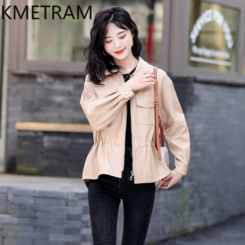  KMETRAM Genuine Sheepskin Leather Jacket Women Spring Autumn Short Women's Clothing Korean Slim Womens Coat 2024 Chamarra Mujer