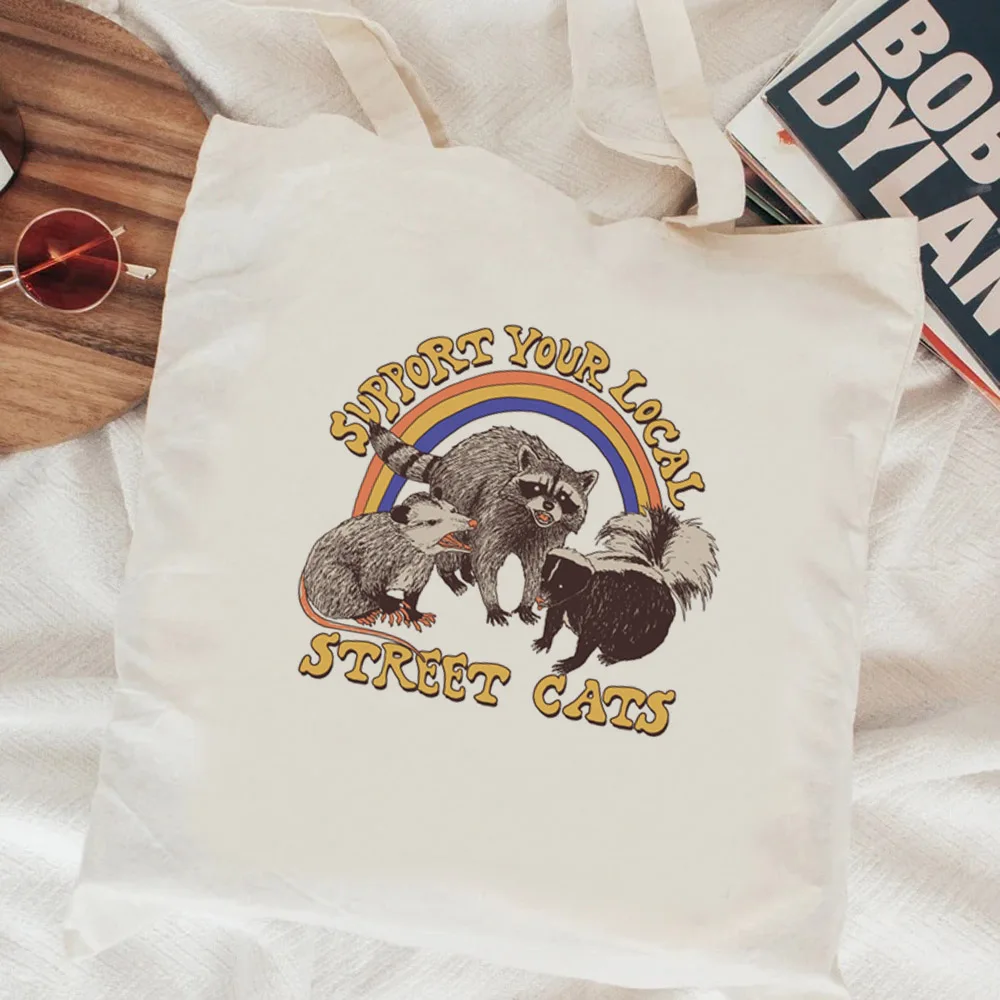 Raccoon shopping bag reusable bolso jute bag shopper tote canvas bag cloth boodschappentas bolsa compra foldable custom