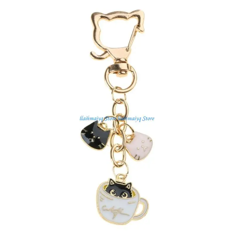 

573B Practical Cats Print Bag Charm Student Bag Decoration Bags Pendant Keychain For Cats Lover And Everyday Use