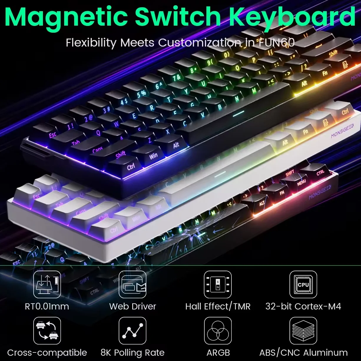 

NEW Mechanical Keyboard Magnetic Switch 60% Gaming Keyboards Rapid Trigger 0.01mm 8K ARGB HE/TMR Custom Keyboard 2026